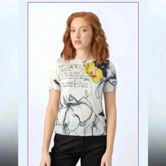 Ivko Printed Pullover Letter Motif Top - Picture 1 of 10